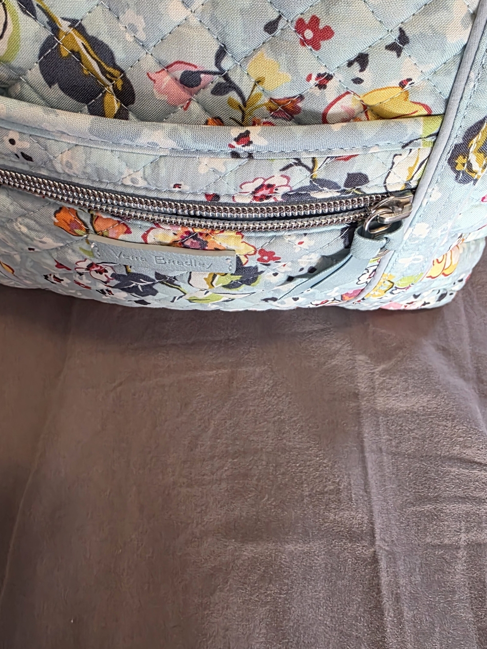 Vera Bradley Light Blue Floral Quilted Tote Bag - Picture 3 of 6